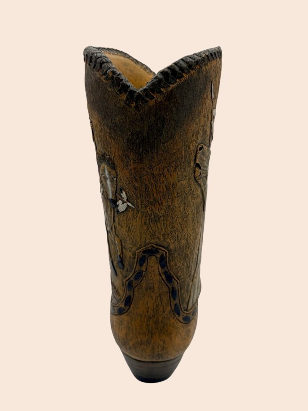 VTG Western Cowboy Boot Vase Native American Decor Rustic Resin Art Sculpture - Picture 5 of 12